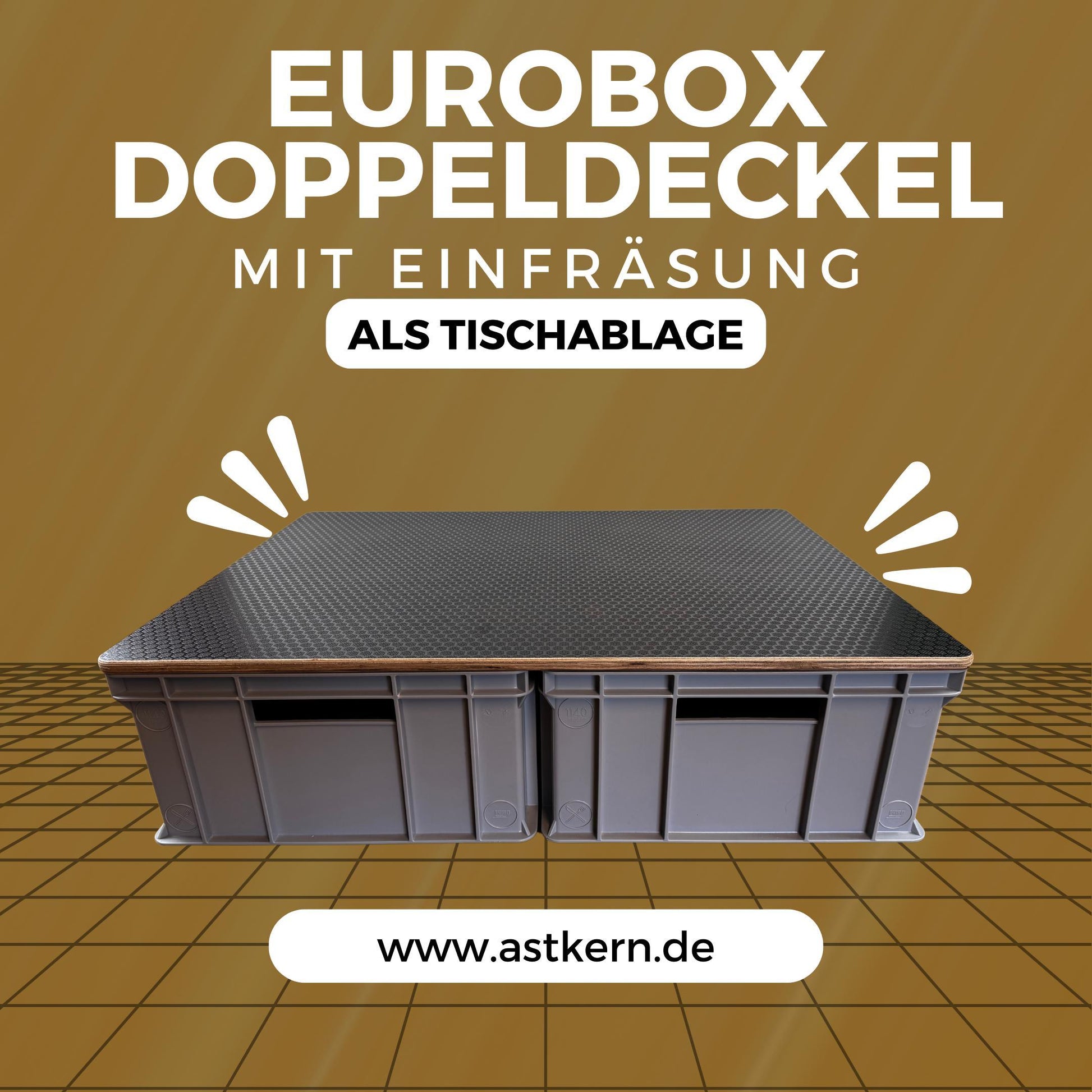 Doppeldeckel für Eurobox, hochwertige Abdeckung für Eurobox, Camping, Tisch, Ablage, Sitz - personalisierbar