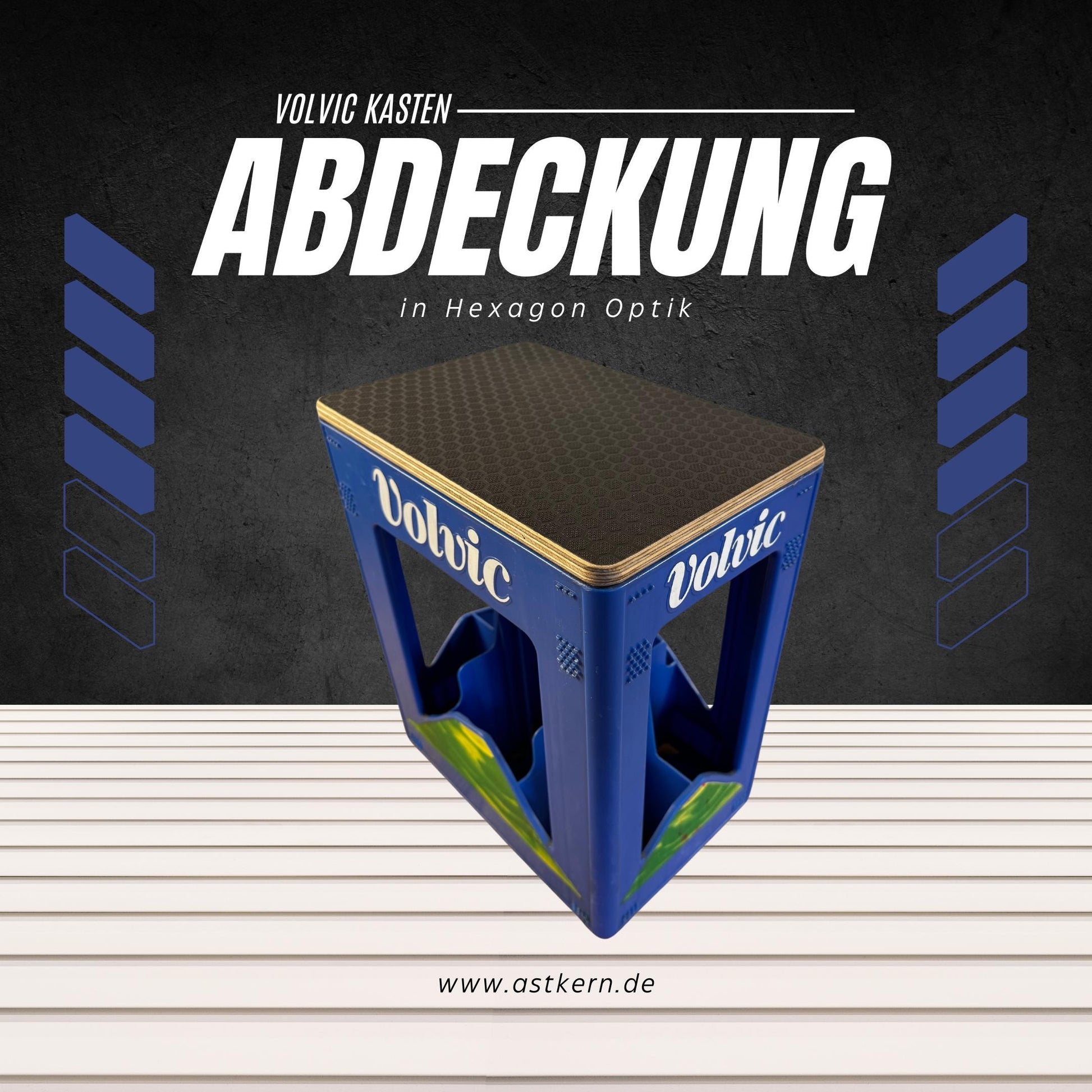 Sitzauflage - Abdeckung für \"Volvic\" Getränkekasten, personalisierbar. Bestens geeignet für Outdoor Aktivitäten