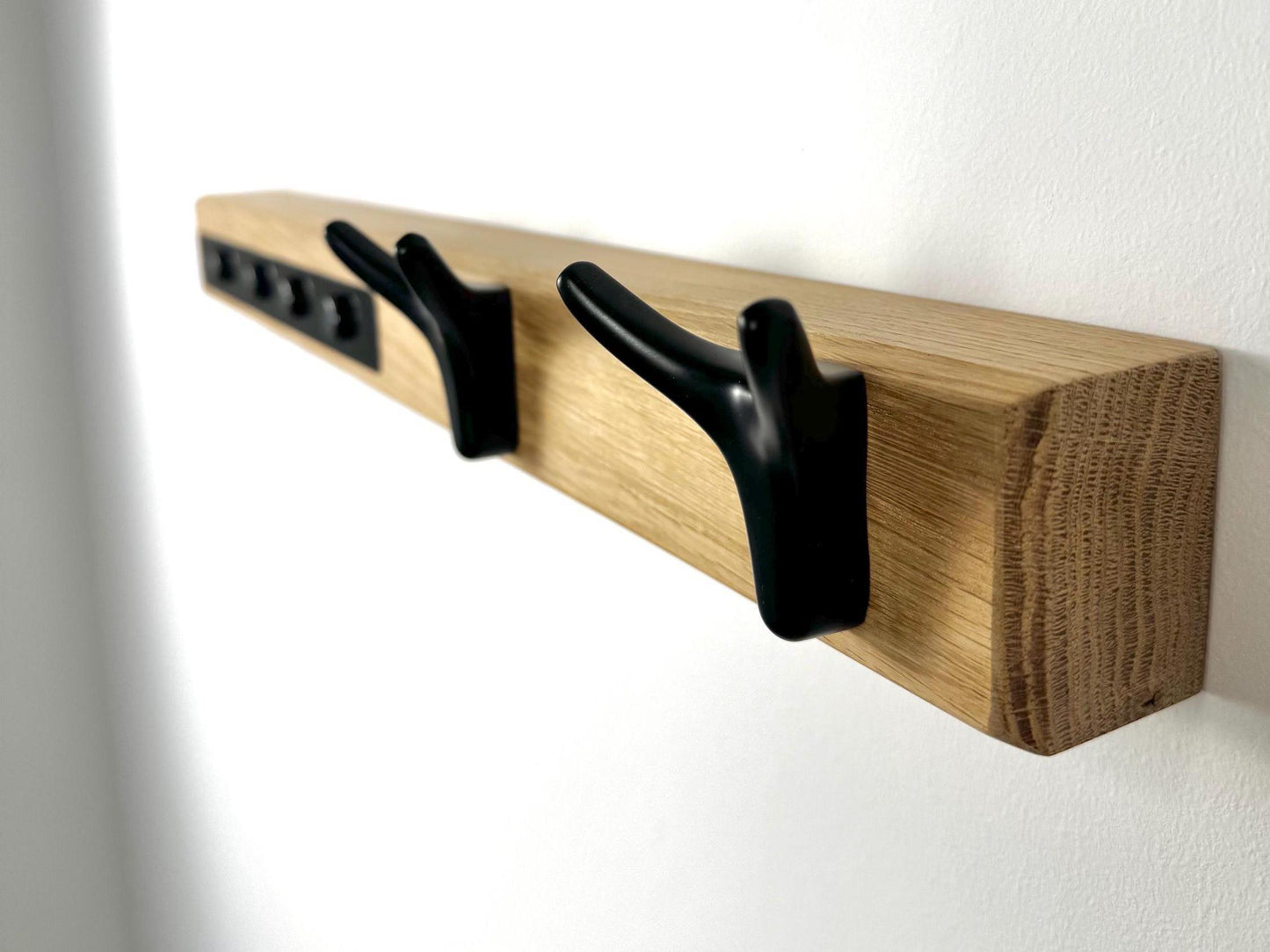 Garderobe für Flur, Küche, Wohnzimmer, mit Magnet und Wandhaken, Eiche Natur, Massivholz