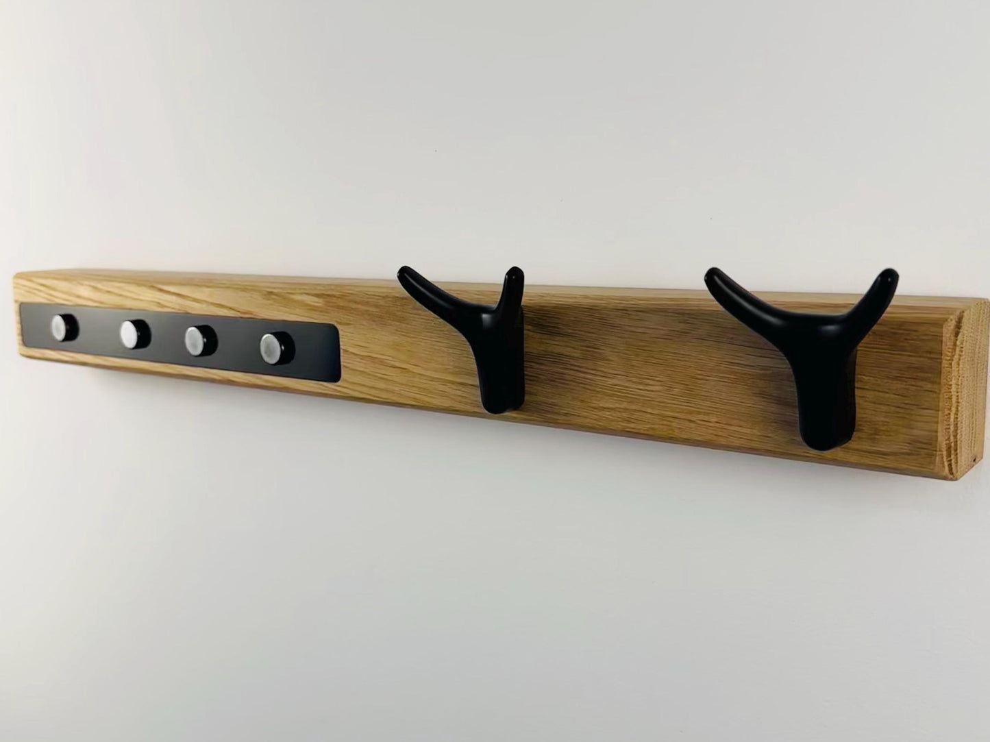 Garderobe für Flur, Küche, Wohnzimmer, mit Magnet und Wandhaken, Eiche Natur, Massivholz
