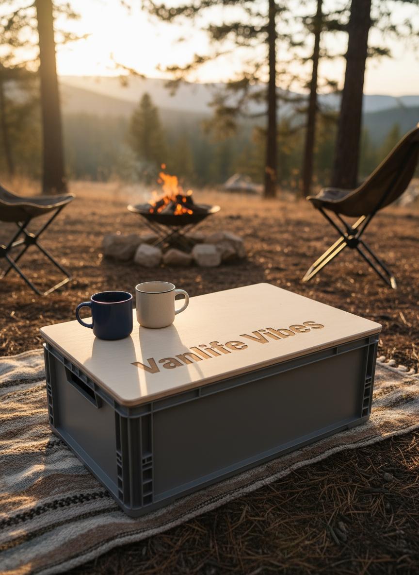 Eurobox Deckel Multiplex Birke 18mm, personalisierbar mit eigenem Logo und Schriftzug, Lasergravur, Camping Zubehör, Camping Geschenk