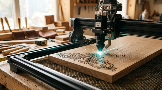 Lasergravur auf Holzoberfläche Nahaufnahme Holz gravieren