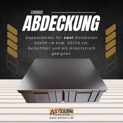 Doppeldeckel für Eurobox, hochwertige Abdeckung für Eurobox, Camping, Tisch, Ablage, Sitz; personalisierbar - Abmessung: 80 x 60 cm