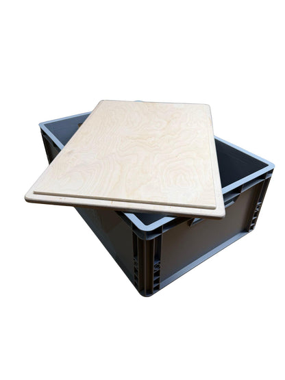 Eurobox Deckel Multiplex Birke 18mm, personalisierbar mit eigenem Logo und Schriftzug, Lasergravur, Camping Zubehör, Camping Geschenk