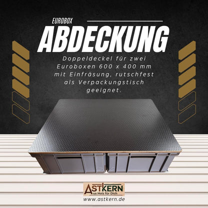 Doppeldeckel für Eurobox, hochwertige Abdeckung für Eurobox, Camping, Tisch, Ablage, Sitz - personalisierbar