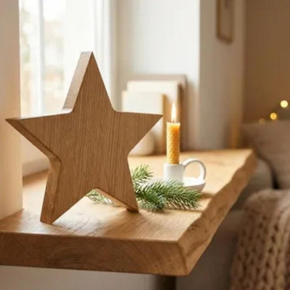 Holzstern aus massiver Eiche, natürliche Weihnachtsdeko in Premium-Qualität