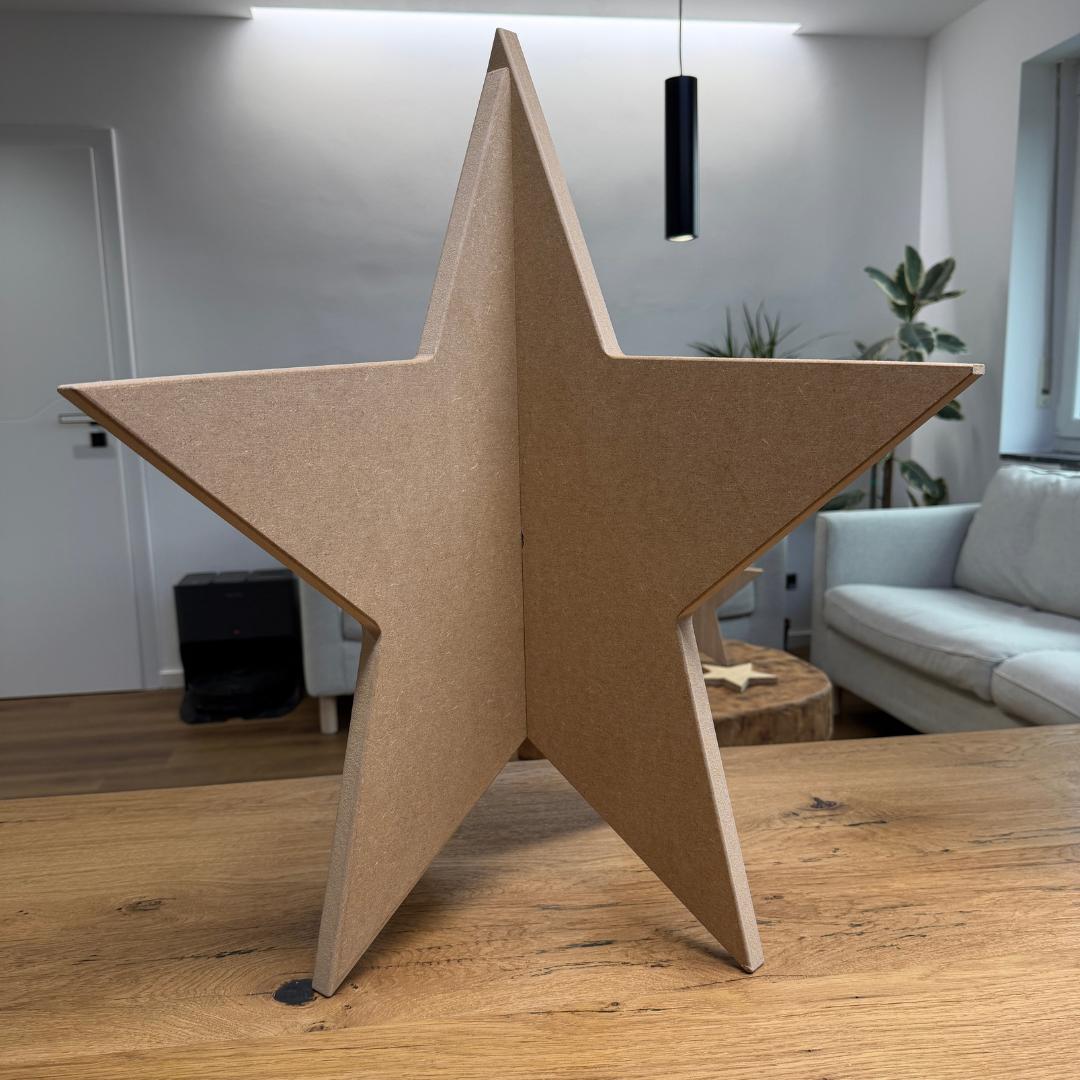 Weihnachtsstern aus MDF, Steckstern 3D, DIY Holzstern zum Bemalen und Dekorieren, Weihnachtsdeko zum Aufstellen