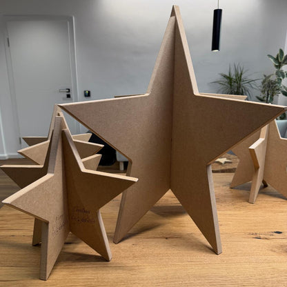 Weihnachtsstern aus MDF, Steckstern 3D, DIY Holzstern zum Bemalen und Dekorieren, Weihnachtsdeko zum Aufstellen