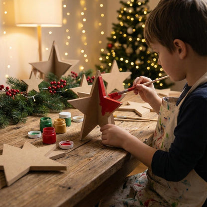 Weihnachtsstern aus MDF, Steckstern 3D, DIY Holzstern zum Bemalen und Dekorieren, Weihnachtsdeko zum Aufstellen