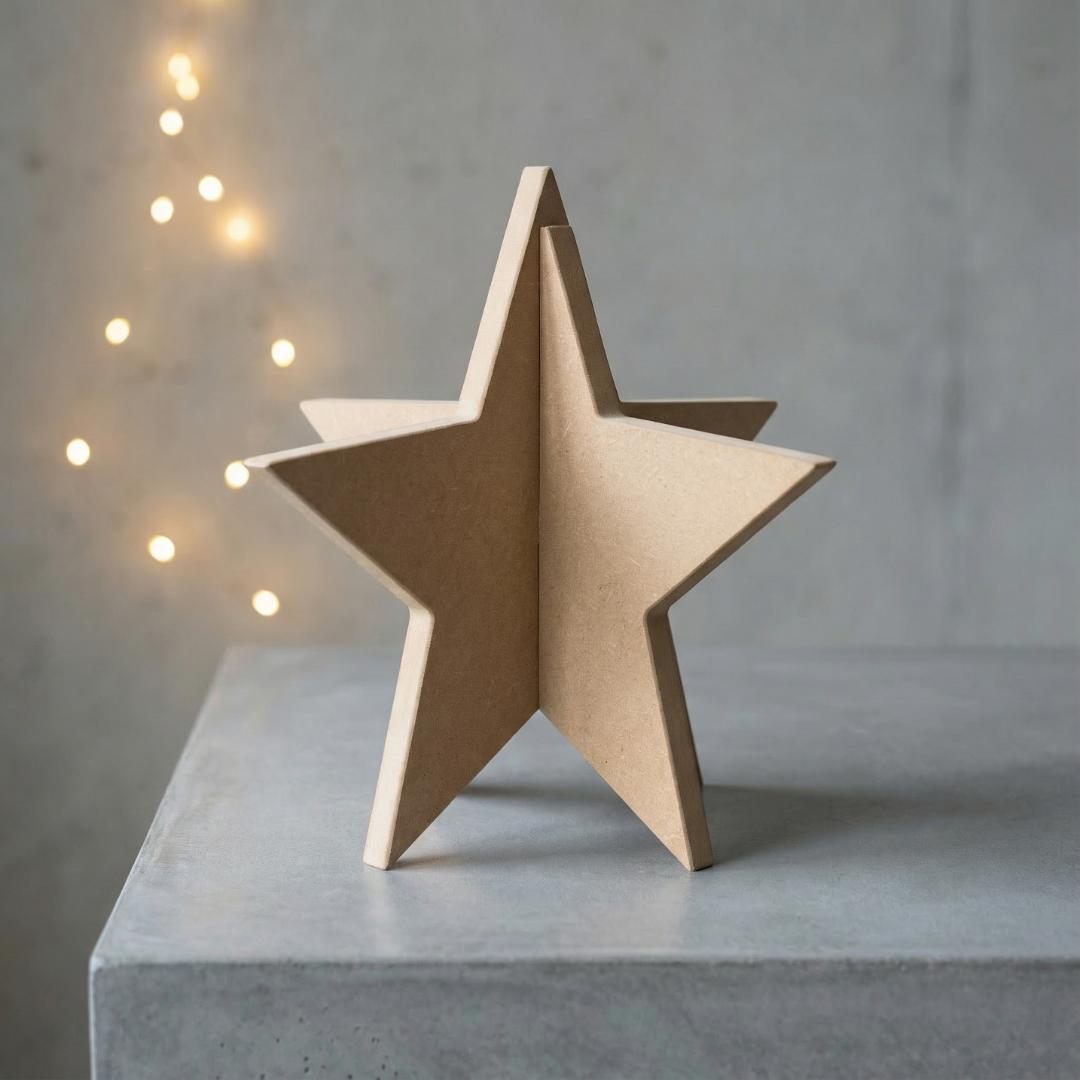Weihnachtsstern aus MDF, Steckstern 3D, DIY Holzstern zum Bemalen und Dekorieren, Weihnachtsdeko zum Aufstellen