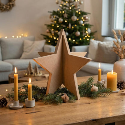 Weihnachtsstern aus MDF, Steckstern 3D, DIY Holzstern zum Bemalen und Dekorieren, Weihnachtsdeko zum Aufstellen