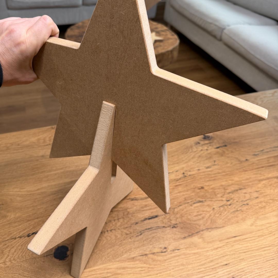 Weihnachtsstern aus MDF, Steckstern 3D, DIY Holzstern zum Bemalen und Dekorieren, Weihnachtsdeko zum Aufstellen
