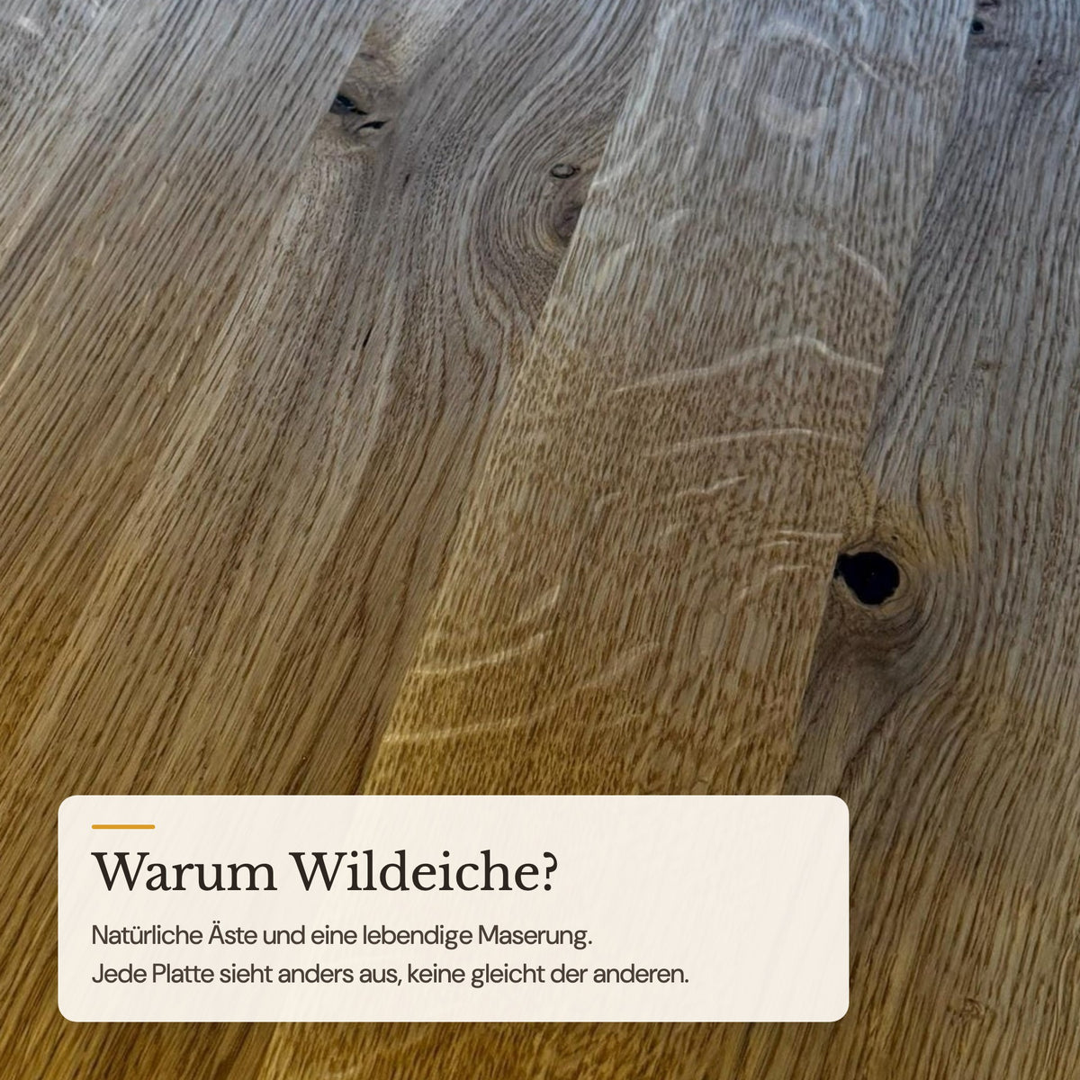 Warum Wildeiche: natürliche Äste und lebendige Maserung