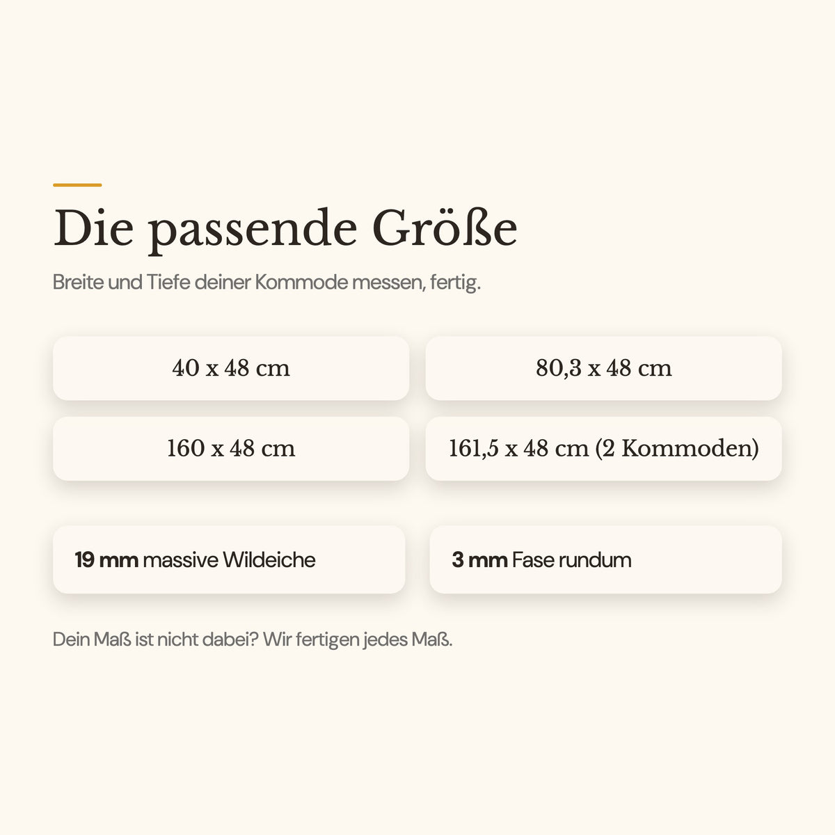 Größen der Malm-Deckplatte