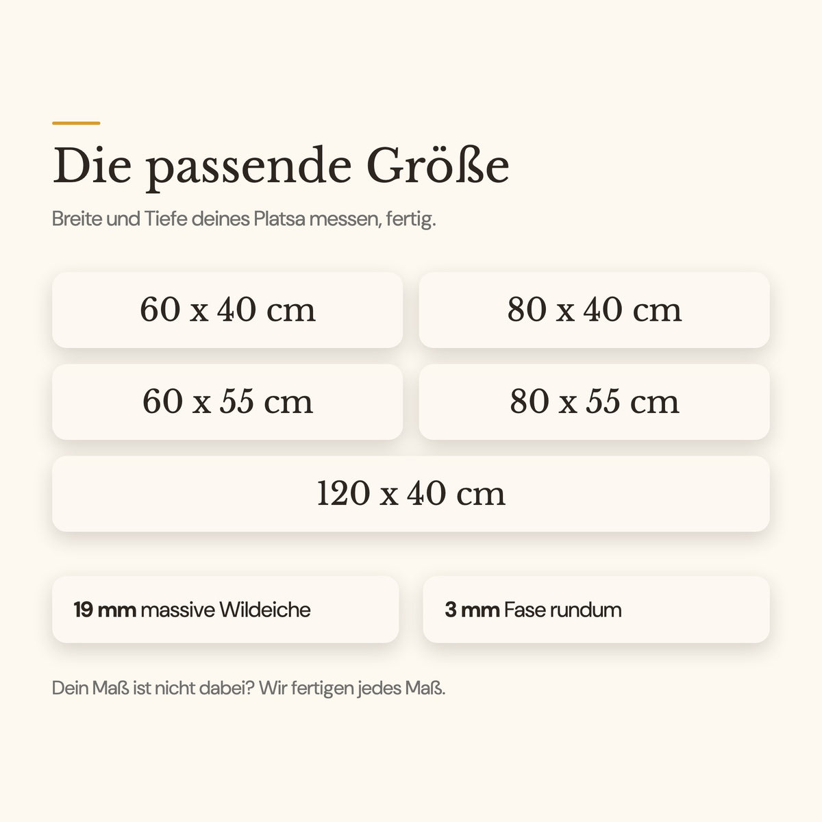 Größen der Platsa-Deckplatte
