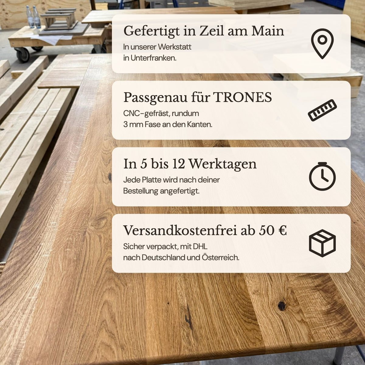 Gefertigt in Zeil am Main, passgenau für TRONES, 5 bis 12 Werktage, versandkostenfrei ab 50 €