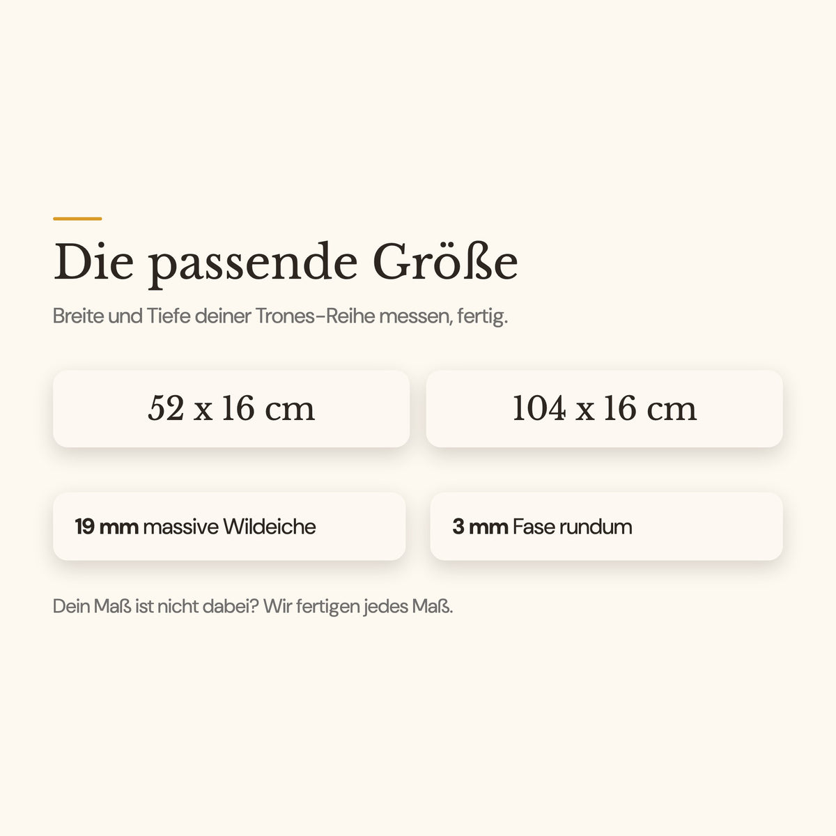Größen der Trones-Deckplatte