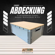 Eurobox-Deckel Bambus, Abdeckung, Brotzeitbrett und Sitz