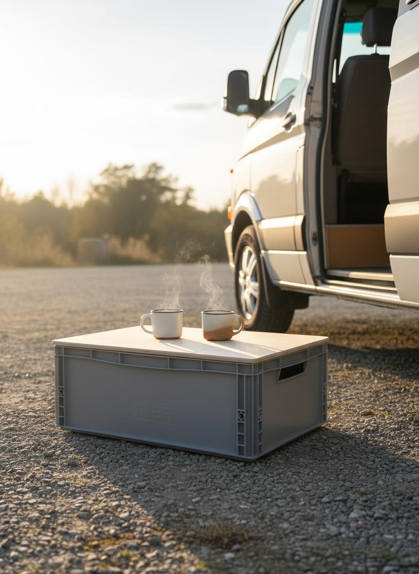 Eurobox Deckel Multiplex Birke 18mm, personalisierbar mit eigenem Logo und Schriftzug, Lasergravur, Camping Zubehör, Camping Geschenk