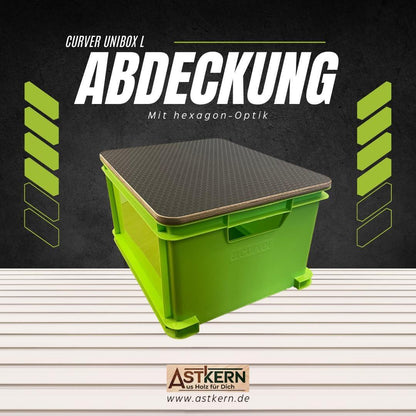 Abdeckung für Curver Unibox mit 30 bzw. 15 Liter, personalisierbar, als Beistelltisch oder Sitzauflage. Auch super für Outdoor Aktivitäten