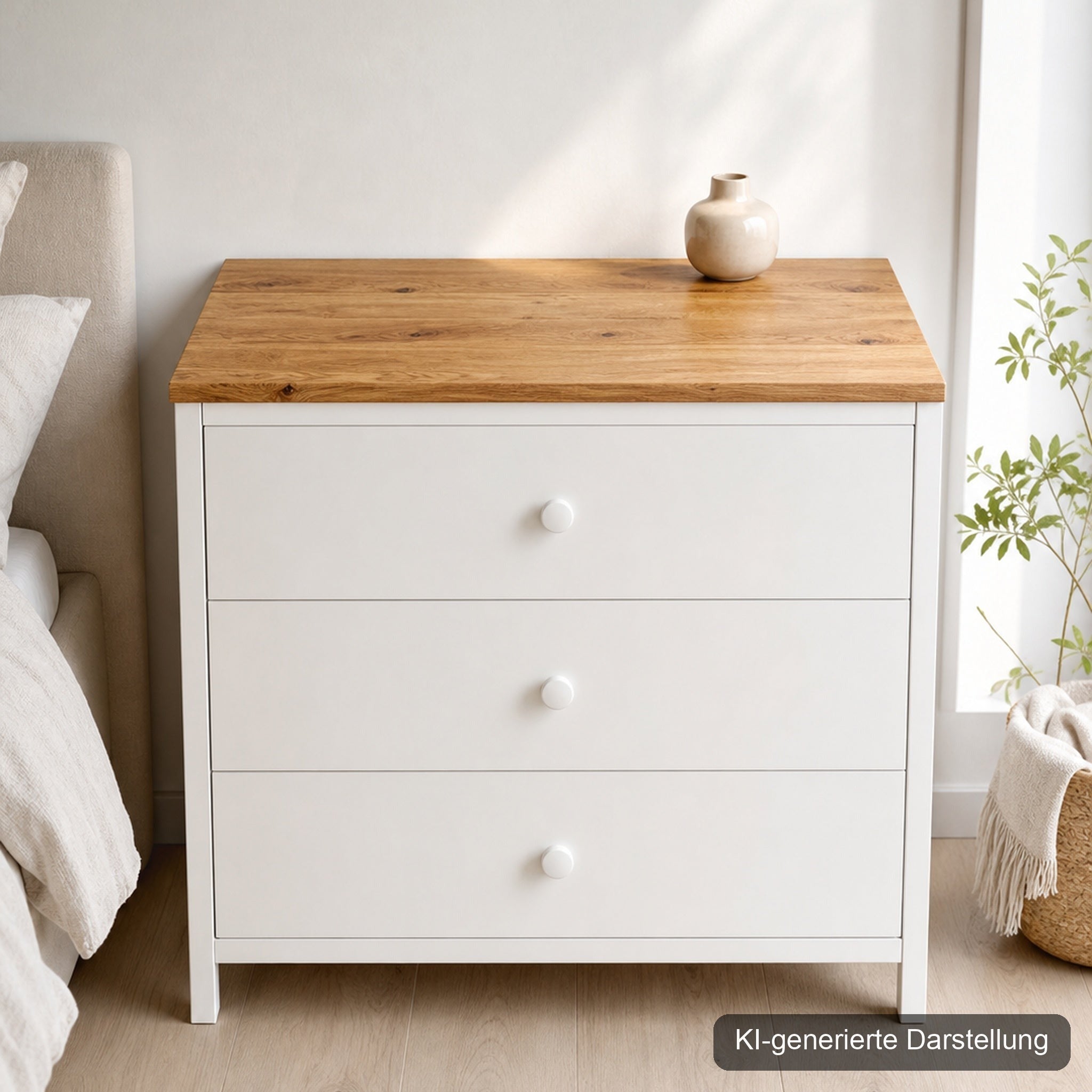 Kullen Deckplatte Wildeiche · Massivholz 19 mm, KI-generierte Darstellung