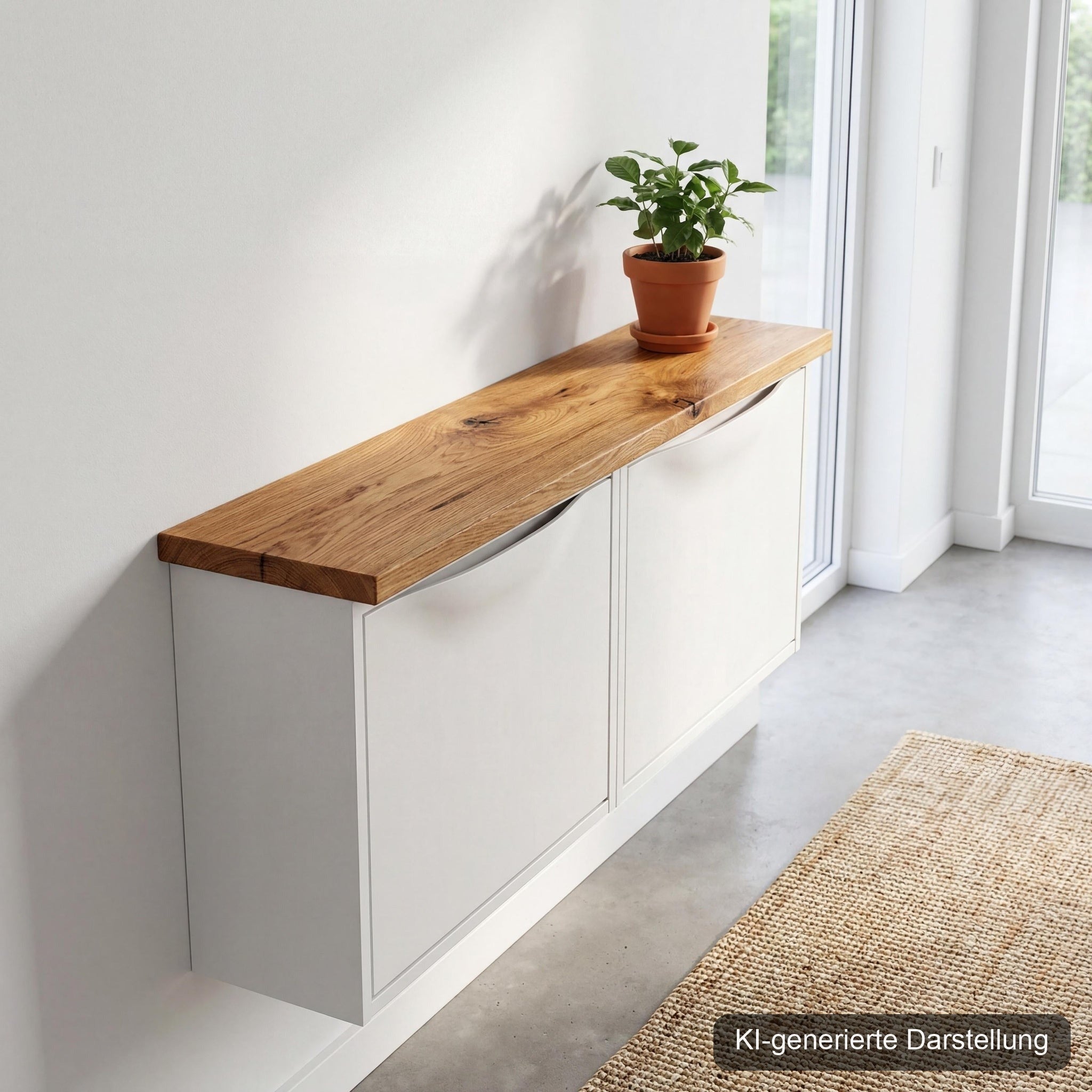 Trones Deckplatte Wildeiche · Massivholz 19 mm, KI-generierte Darstellung