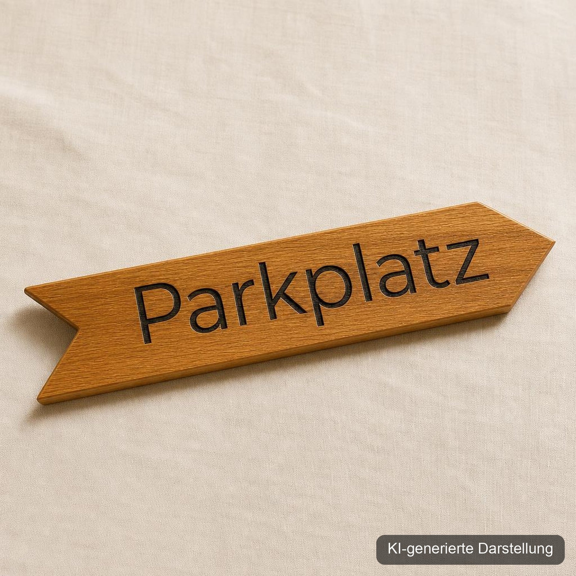 Eichen Wegweiser personalisiert · 60 × 12 cm, KI-generierte Darstellung
