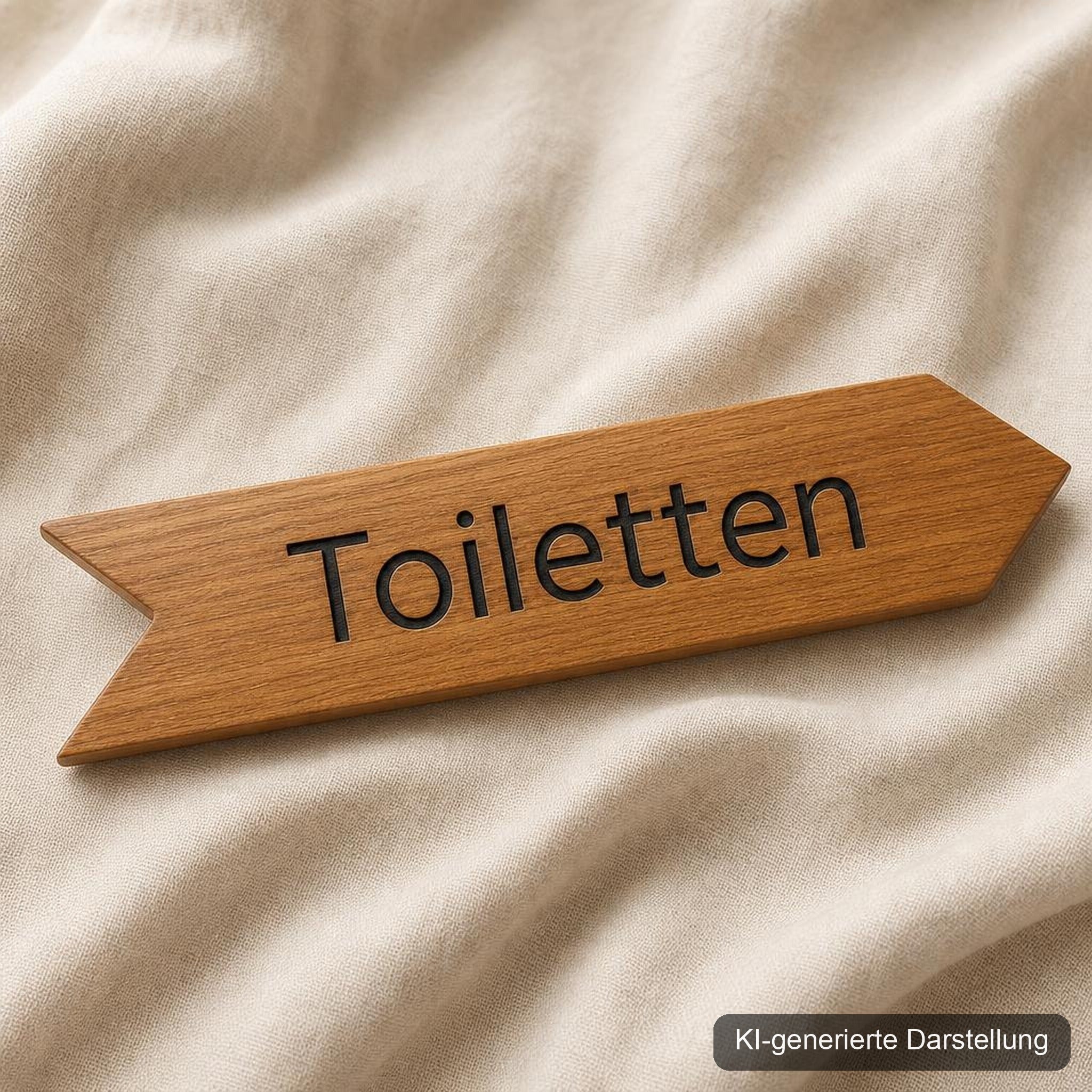 Eichen Wegweiser personalisiert · 60 × 12 cm, KI-generierte Darstellung