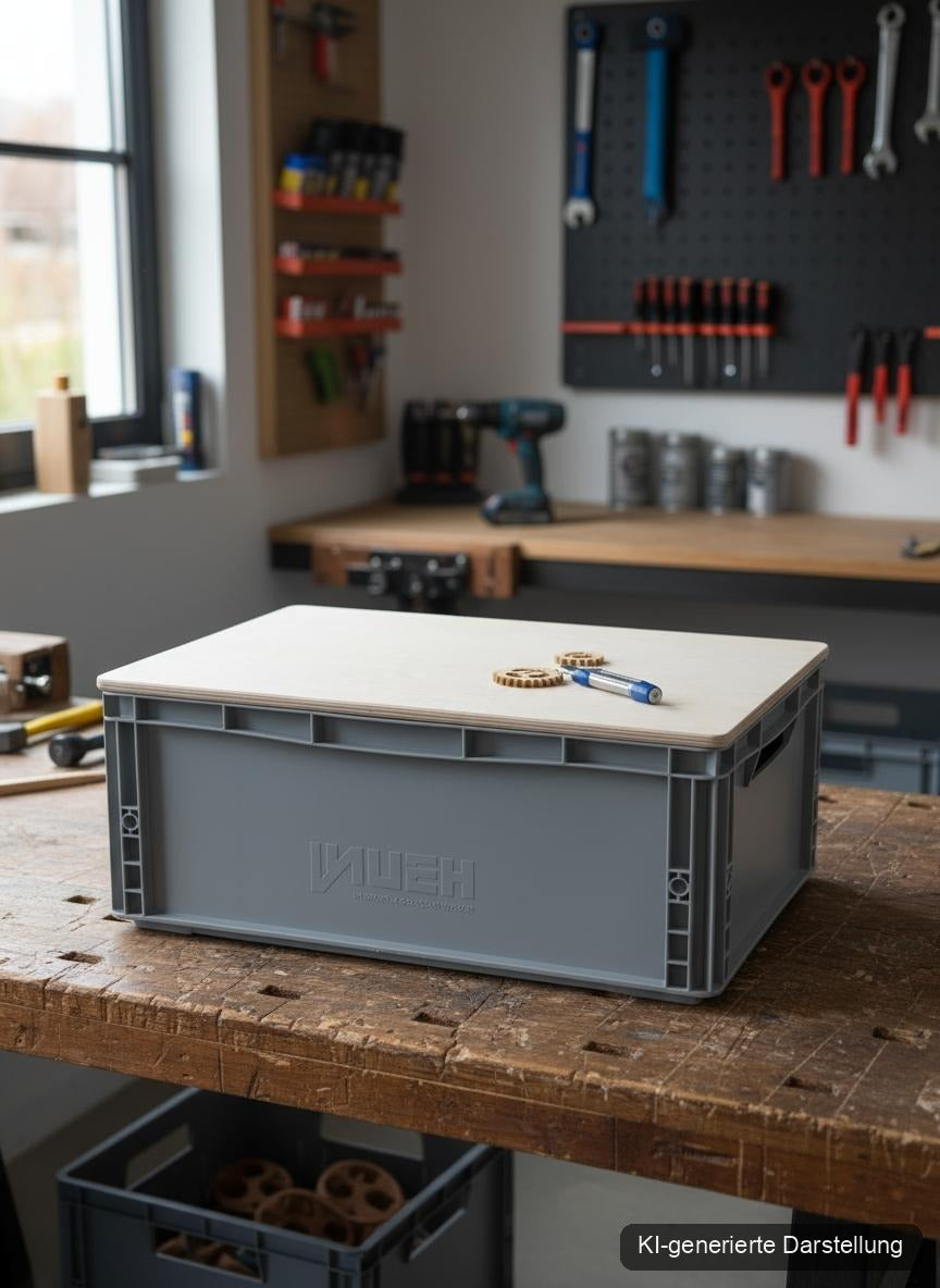 Eurobox-Deckel Birke 18mm, KI-generierte Darstellung