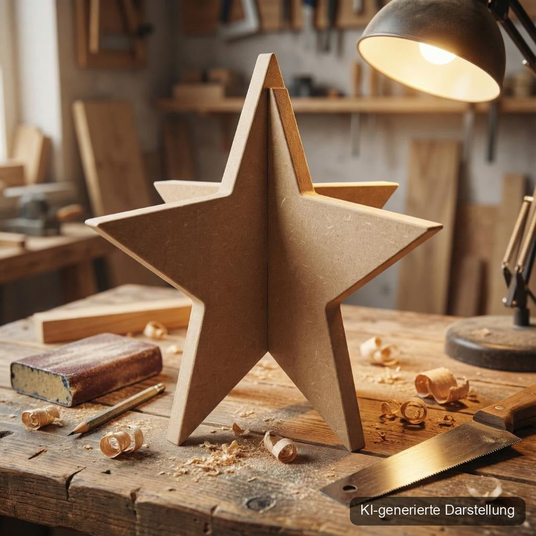 Weihnachtsstern MDF - 3D Steckstern, KI-generierte Darstellung