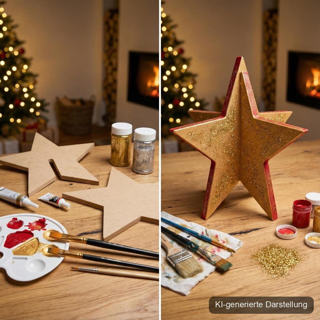 Weihnachtsstern MDF - 3D Steckstern, KI-generierte Darstellung