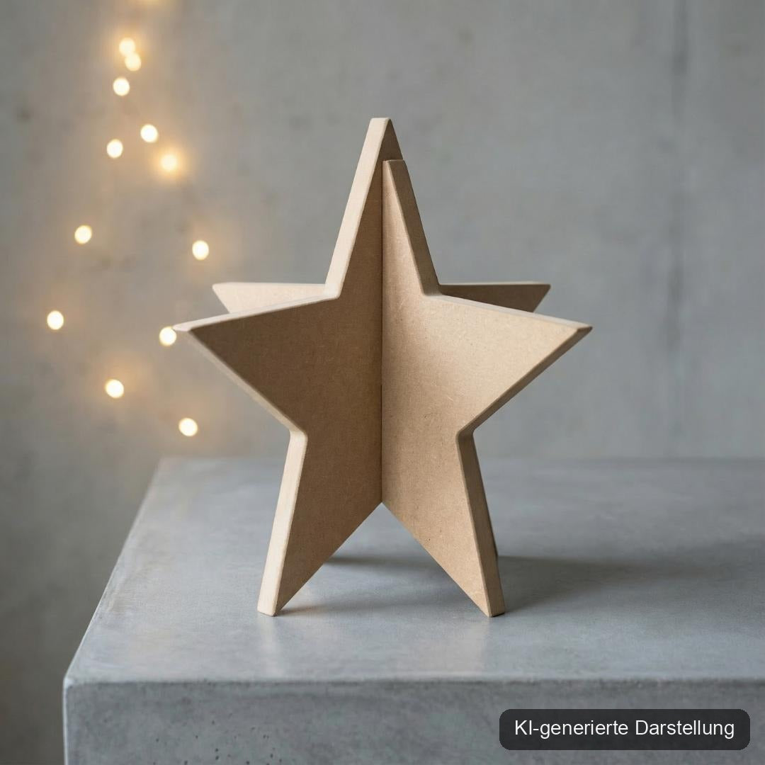 Weihnachtsstern MDF - 3D Steckstern, KI-generierte Darstellung