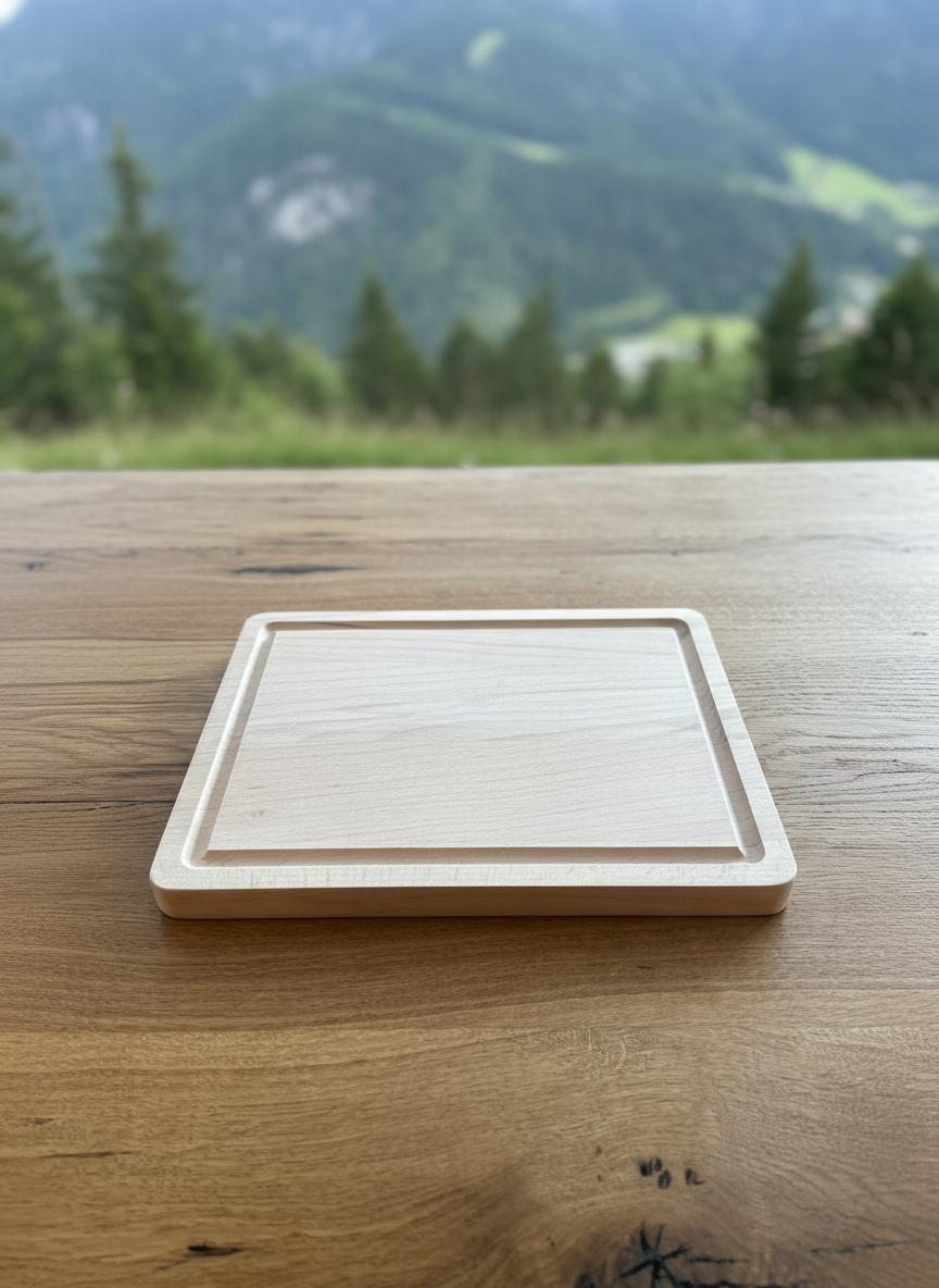 Brotzeitbrett und Eurobox Deckel aus Buche, Sitz, Tisch und Schneidebrett