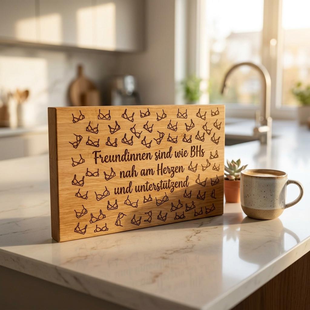 Geschenk Freundinnen wie BHs Holzschild geölt Küche